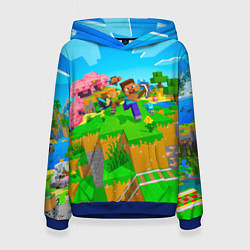 Толстовка-худи женская Майнкрафт - на встречу приключениям, цвет: 3D-синий