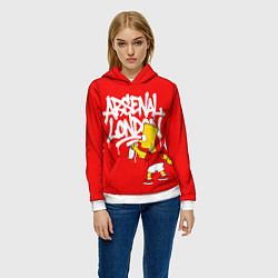 Толстовка-худи женская Граффити Арсенал и Барт Симпсон, цвет: 3D-белый — фото 2