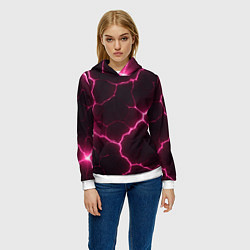 Толстовка-худи женская Розовый свет из разлома плит, цвет: 3D-белый — фото 2