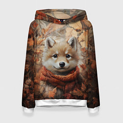Толстовка-худи женская Осенний волчонок, цвет: 3D-белый