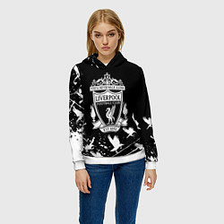 Толстовка-худи женская Ливерпуль белые птицы, цвет: 3D-белый — фото 2
