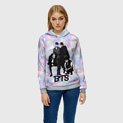 Толстовка-худи женская BTS черно-белый стиль, цвет: 3D-меланж — фото 2