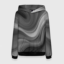 Толстовка-худи женская Серые волны абстракция однотонная, цвет: 3D-черный
