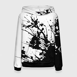 Толстовка-худи женская Чёрная взрывная краска на белом, цвет: 3D-черный