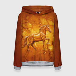 Толстовка-худи женская Лошадь из желтого янтаря, цвет: 3D-меланж