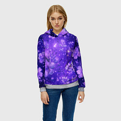 Толстовка-худи женская Цветочный индиго с искрами, цвет: 3D-меланж — фото 2