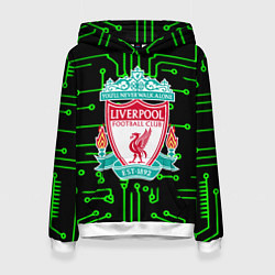 Толстовка-худи женская Liverpool плата текстура, цвет: 3D-белый