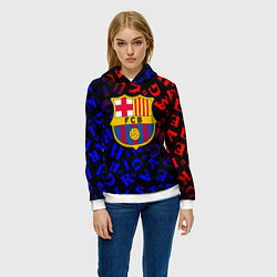 Толстовка-худи женская Barcelona градиент символы, цвет: 3D-белый — фото 2
