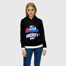 Толстовка-худи женская Hockey day, цвет: 3D-белый — фото 2
