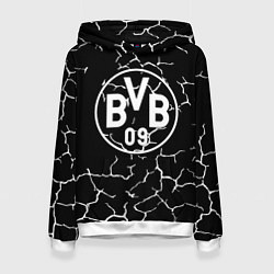 Толстовка-худи женская Borussia черно белые, цвет: 3D-белый