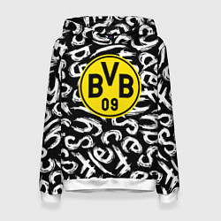 Толстовка-худи женская Borussia надписи гейм, цвет: 3D-белый