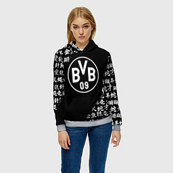 Толстовка-худи женская Borussia китайские символы текстура, цвет: 3D-меланж — фото 2