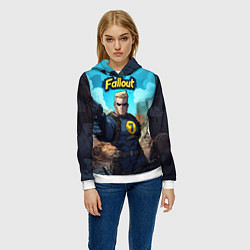Толстовка-худи женская Fallout смотритель с пистолетом, цвет: 3D-белый — фото 2