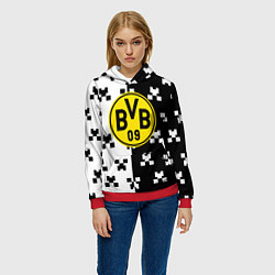 Толстовка-худи женская Borussia pattern minecraft, цвет: 3D-красный — фото 2