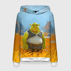 Толстовка-худи женская Шрек в поле, цвет: 3D-белый