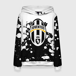 Толстовка-худи женская Juventus белые краски текстура, цвет: 3D-белый