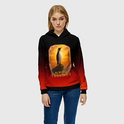 Толстовка-худи женская Король Пингвин пародия, цвет: 3D-черный — фото 2