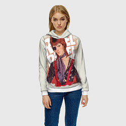 Толстовка-худи женская David Bowie Rebel Rebel, цвет: 3D-белый — фото 2