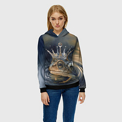 Толстовка-худи женская Акварельная Царевна-лягушка и капля, цвет: 3D-черный — фото 2