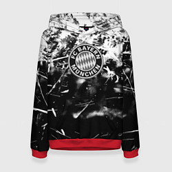 Толстовка-худи женская Bayern Mnchen черно белая бумага, цвет: 3D-красный