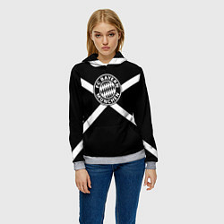 Толстовка-худи женская Бавария Мюнхен полосы, цвет: 3D-меланж — фото 2