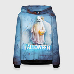 Толстовка-худи женская Приведение на halloween, цвет: 3D-черный