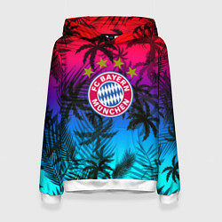 Толстовка-худи женская Бавария Мюнхен неон тропики, цвет: 3D-белый