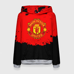 Толстовка-худи женская Манчестер Юнайтед краски брызги, цвет: 3D-меланж