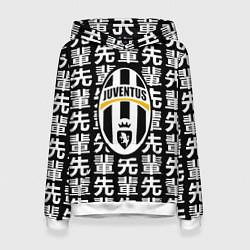 Толстовка-худи женская Ювентус япония символы, цвет: 3D-белый