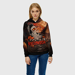 Толстовка-худи женская Мумия в ожидании, цвет: 3D-черный — фото 2