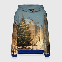 Женская толстовка Елка во дворе города