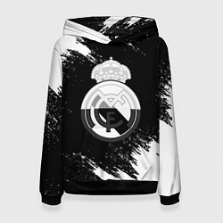 Толстовка-худи женская Реал Мадрид черно белые краски, цвет: 3D-черный