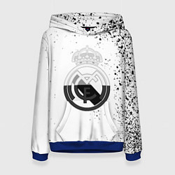 Толстовка-худи женская Реал Мадрид черно белые краски, цвет: 3D-синий