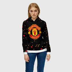 Толстовка-худи женская Манчестер Юнайтед пиксели, цвет: 3D-белый — фото 2
