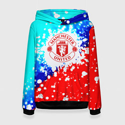 Толстовка-худи женская Манчестер Юнайтед неон, цвет: 3D-черный
