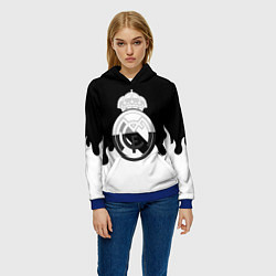 Толстовка-худи женская Реал Мадрид огонь белый, цвет: 3D-синий — фото 2