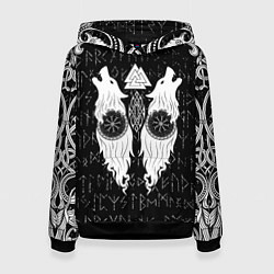 Женская толстовка Волки воины с символикой