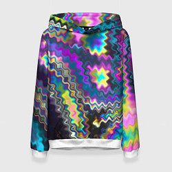 Толстовка-худи женская Абстракция переливы, цвет: 3D-белый