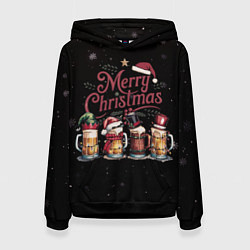 Женская толстовка Кружки пива в новогодних шапках