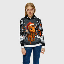 Толстовка-худи женская Новогодняя лошадка 2026 год, цвет: 3D-белый — фото 2