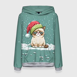 Женская толстовка Недовольный новогодний котик