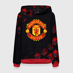 Толстовка-худи женская Манчестер Юнайтед самураи, цвет: 3D-красный