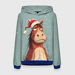 Толстовка-худи женская Недовольная лошадка, цвет: 3D-синий