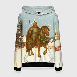 Толстовка-худи женская Богатырь на коне 2026, цвет: 3D-черный