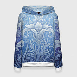 Толстовка-худи женская Ледяной цветочный орнамент, цвет: 3D-белый