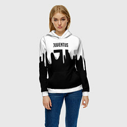 Толстовка-худи женская Ювентус жидкие краски, цвет: 3D-белый — фото 2