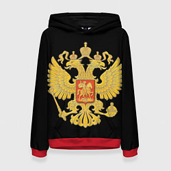Толстовка-худи женская Герб России: золото, цвет: 3D-красный