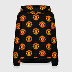 Толстовка-худи женская Manchester United Pattern, цвет: 3D-черный