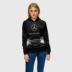 Толстовка-худи женская Mercedes, цвет: 3D-черный — фото 2