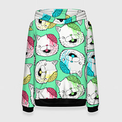 Толстовка-худи женская Drop Dead: Kitty Heads, цвет: 3D-черный